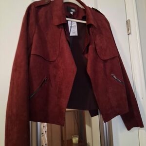 Women's Faux Suede Jacket in Rich Burgundy Never Worn